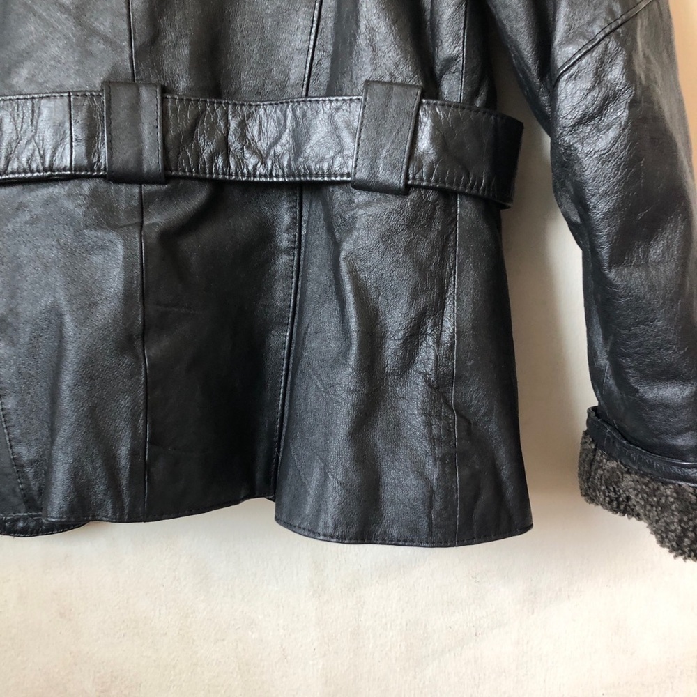Smart Set Vintage 90s Brown Leather Aviator Jacket Crop Double Breasted Small - Picture 5 of 13